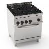 FOURNEAU 4 FEUX SUR FOUR ÉLECTRIQUE GN1/1 PF70V7 FURNOTEL