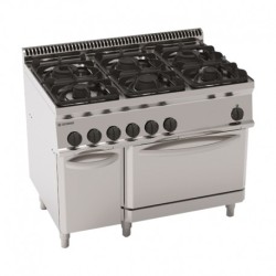 FOURNEAU 6 FEUX SUR FOUR ÉLEC GN 1/1 + PLACARD PF105V7 FURNOTEL