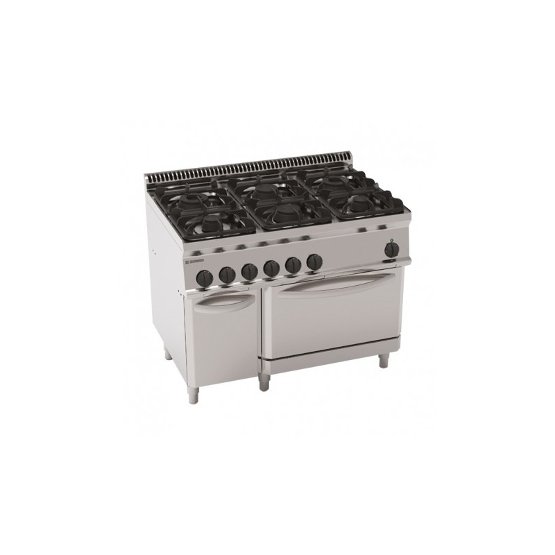 FOURNEAU 6 FEUX SUR FOUR ÉLEC GN 1/1 + PLACARD PF105V7 FURNOTEL