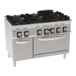 FOURNEAU 6 FEUX / FOUR GAZ GN 2/1 + PLACARD PFG12GG7 FURNOTEL