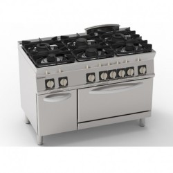 FOURNEAU 6 FEUX / FOUR ÉLECTRIQUE GN2/1 + PLACARD PFG12G7 FURNOTEL