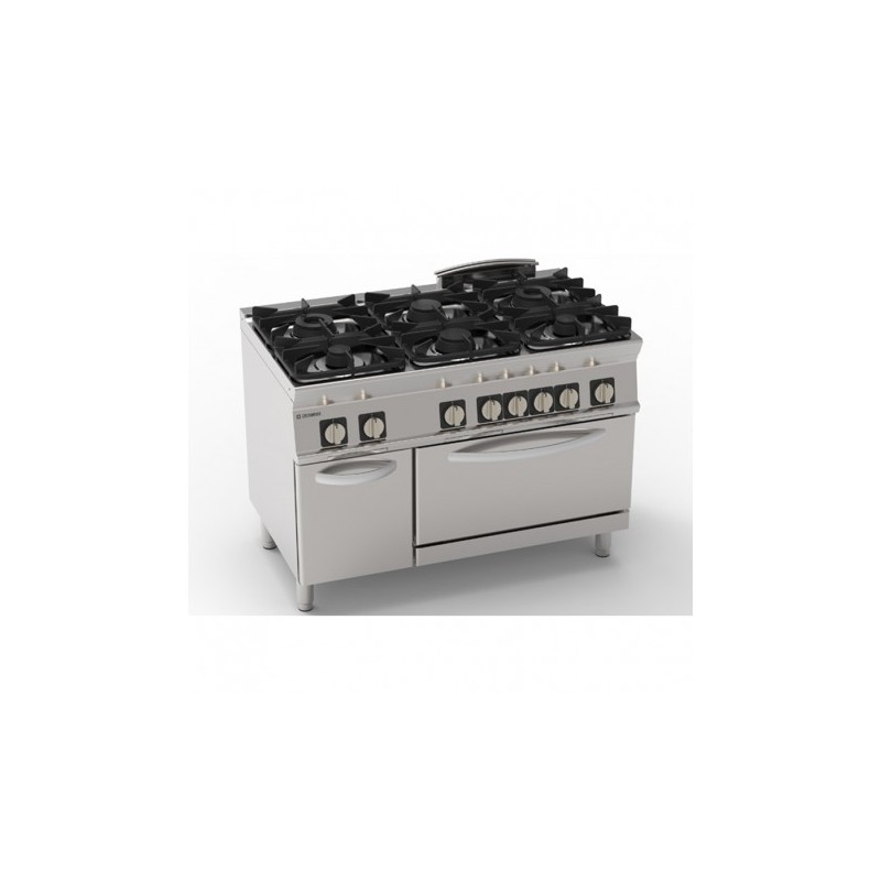 FOURNEAU 6 FEUX / FOUR ÉLECTRIQUE GN2/1 + PLACARD PFG12G7 FURNOTEL