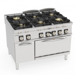 FOURNEAU 6 FEUX / FOUR GAZ GN 2/1 + PLACARD PFH12SGG9 FURNOTEL