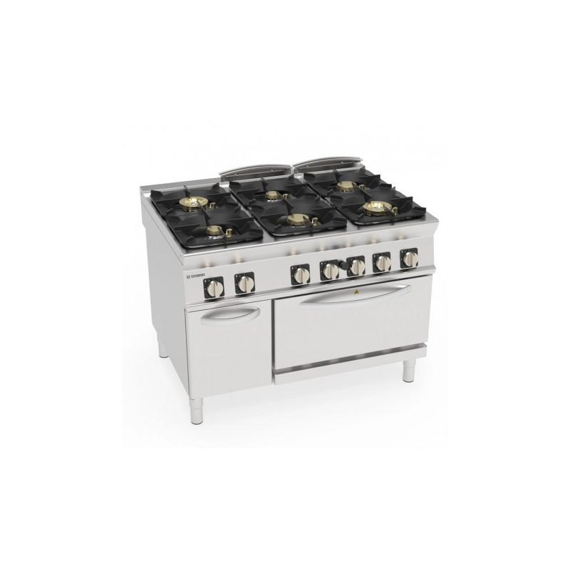 FOURNEAU 6 FEUX / FOUR GAZ GN 2/1 + PLACARD PFH12SGG9 FURNOTEL