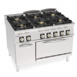 FOURNEAU 6 FEUX / FOUR ELECTRIQUE GN1/1 + PLACARD PFH12V9 FURNOTEL