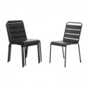 Chaise à lattes en acier Bolero grise lot de 4 CS727 Bolero