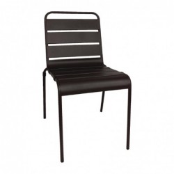 Chaise à lattes en acier Bolero noire lot de 4 CS728 Bolero