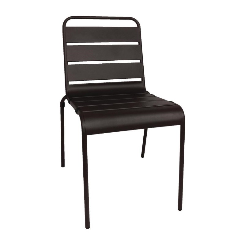 Chaise à lattes en acier Bolero noire lot de 4 CS728 Bolero Chaise à lattes en acier Bolero noire lot de 4 CS728 Bolero
