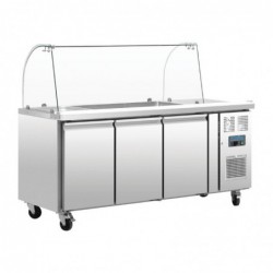 Comptoir de préparation réfrigéré GN avec pare-haleine Polar Série U 3 portes CT394 Polar