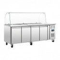 Comptoir de préparation réfrigéré GN avec pare-haleine Polar Série U 4 portes CT395 Polar