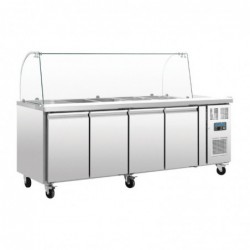 Comptoir de préparation réfrigéré GN avec pare-haleine Polar Série U 4 portes CT395 Polar