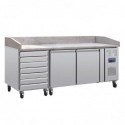 Comptoir à pizza 2 portes avec dessus granit et 7 tiroirs à pâtons Polar Série U CT423 Polar