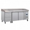 Comptoir à pizza 2 portes avec dessus granit et 7 tiroirs à pâtons Polar Série U CT423 Polar
