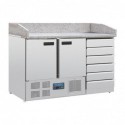Comptoir à pizza 2 portes avec dessus granit et 6 tiroirs à pâtons Polar Série G CT425 Polar