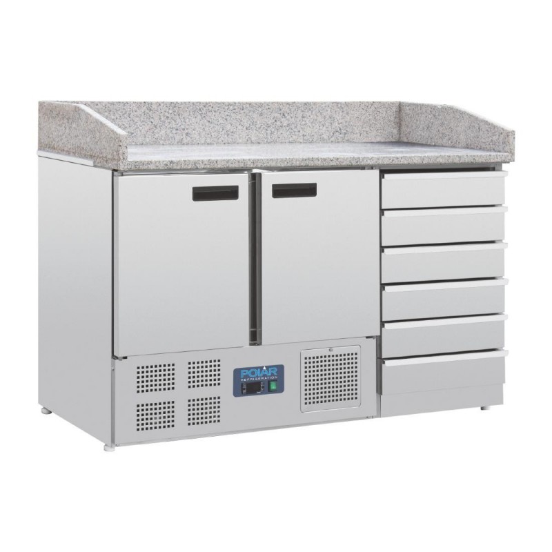 Comptoir à pizza 2 portes avec dessus granit et 6 tiroirs à pâtons Polar Série G CT425 Polar Comptoir à pizza 2 portes avec dessus granit et 6 tiroirs à pâtons Polar Série G CT425 Polar