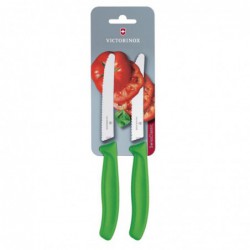 Set de couteaux à tomates et de table dentés Victorinox 11cm verts (lot de 2) CU554 Victorinox