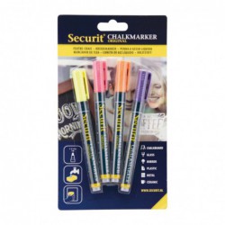 Marqueurs craie liquide Securit pointe 1-2mm couleurs tropicales (lot de 4) CU770 Securit