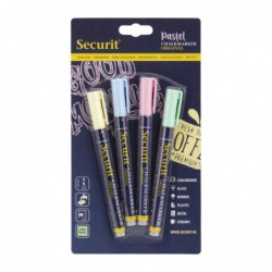 Marqueurs craie liquide Securit pointe 1-2mm couleurs pastel (lot de 4) CU771 Securit