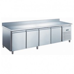 TABLE RÉFRIGÉRÉE GN 1/1 NÉGATIVE PROF 700 AVEC DOSSERET - 4 PORTES GN4201BTX FURNOTEL
