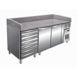TABLE À PIZZA - DESSUS GRANIT - 2 PORTES + 7 TIROIRS - PZ2610TN NOSEM