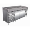 TABLE À PIZZA - DESSUS GRANIT - 2 PORTES + 7 TIROIRS - PZ2610TN NOSEM