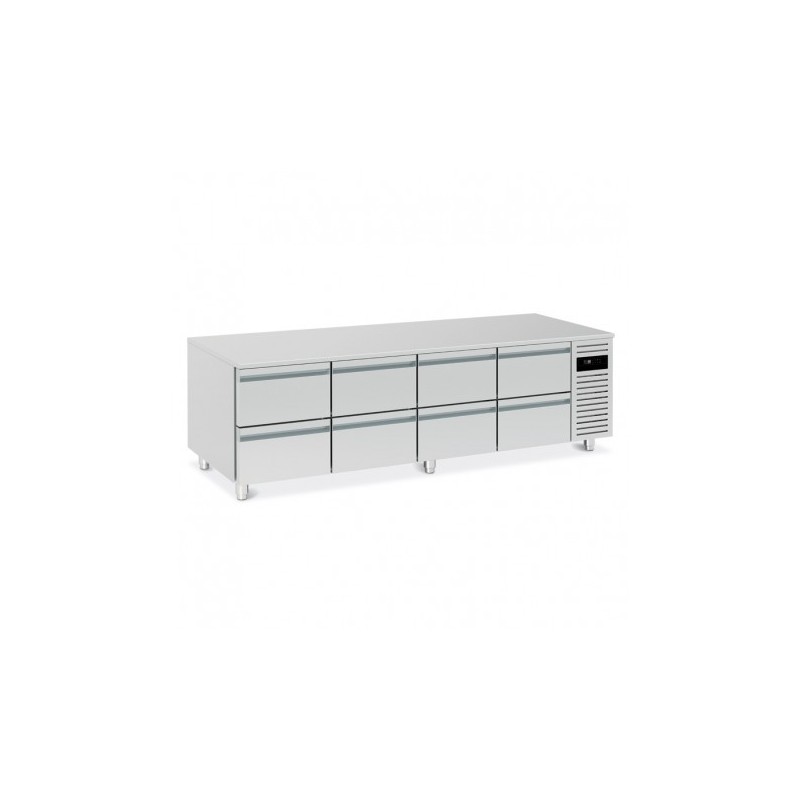 SOUBASSEMENT RÉFRIGÉRÉ POSITIF GN 1/1 - PROF. 700 MM - 8 TIROIRS - BRU220-2 NOSEM