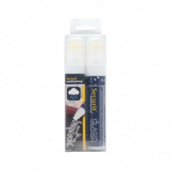 Marqueurs craie waterproof Securit (verre+ ardoise) pointe 7-15mm blancs (lot de 2) CU924 Securit