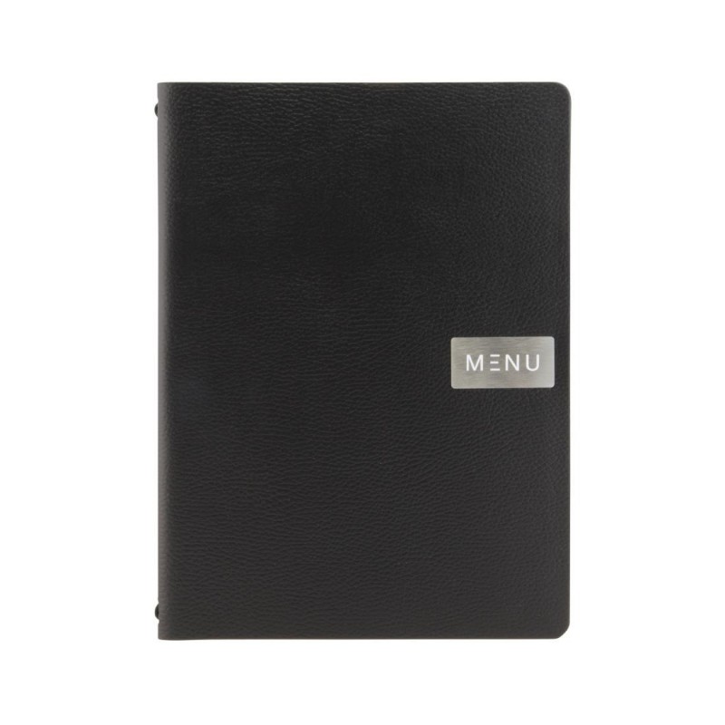 Protège-menu en cuir recyclé brut Securit Gamme Leather A4 noir CU925 Securit