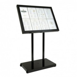 Porte-menu mural à LED blanches en acier noir Securit 8xA4 CU934 Securit