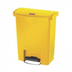 Poubelle à pédale frontale large Slim Jim Step-On Rubbermaid jaune 30L CW581 Rubbermaid