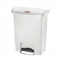 Poubelle à pédale frontale large Slim Jim Step-On Rubbermaid blanche 30L CW582 Rubbermaid