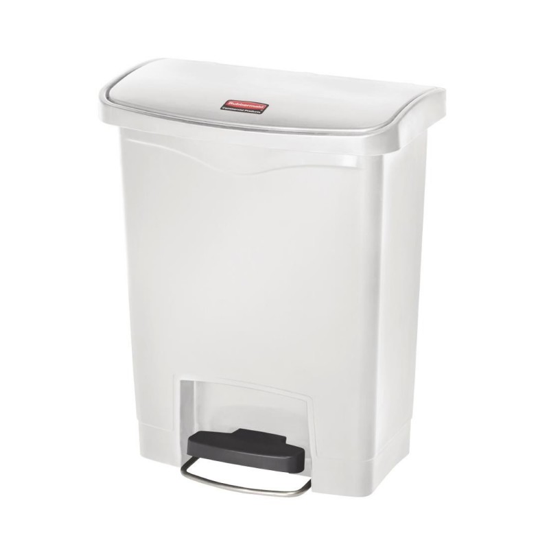 Poubelle à pédale frontale large Slim Jim Step-On Rubbermaid blanche 30L CW582 Rubbermaid Poubelle à pédale frontale large Slim Jim Step-On Rubbermaid blanche 30L CW582 Rubbermaid