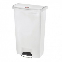 Poubelle à pédale frontale large Slim Jim Step-On Rubbermaid blanche 68L CW590 Rubbermaid