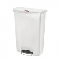 Poubelle à pédale frontale large Slim Jim Step-On Rubbermaid blanche 90L CW594 Rubbermaid