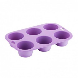 Moule 6 muffins flexible en silicone Hygiplas violet  CX047 Hygiplas