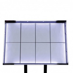 Porte-menu à LED blanches en acier noir Securit 8xA4 avec poteau et socle CX074 Securit