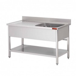 Plonge avec dosseret et sous-tablette 1 bac à gauche et 1 égouttoir à droite Gastro M 1200x700x850mm CX516 Gastro M