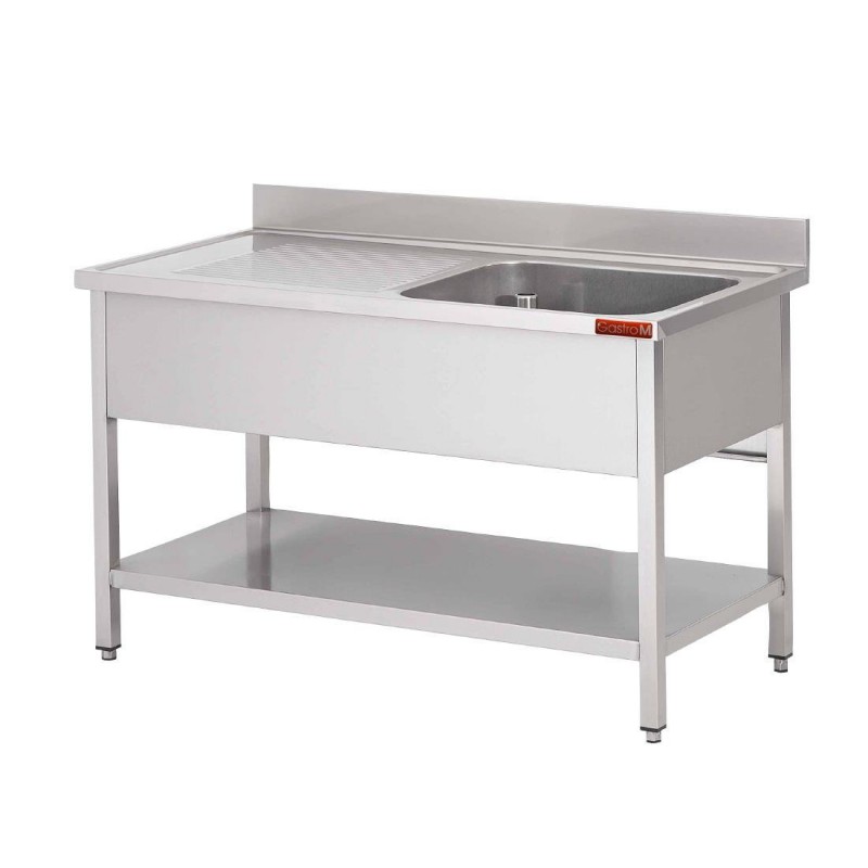 Plonge avec dosseret et sous-tablette 1 bac à gauche et 1 égouttoir à droite Gastro M 1200x700x850mm CX516 Gastro M Plonge avec dosseret et sous-tablette 1 bac à gauche et 1 égouttoir à droite Gastro M 1200x700x850mm CX516 Gastro M