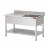 Plonge avec dosseret et sous-tablette 1 bac à gauche et 1 égouttoir à droite Gastro M 1200x700x850mm CX516 Gastro M