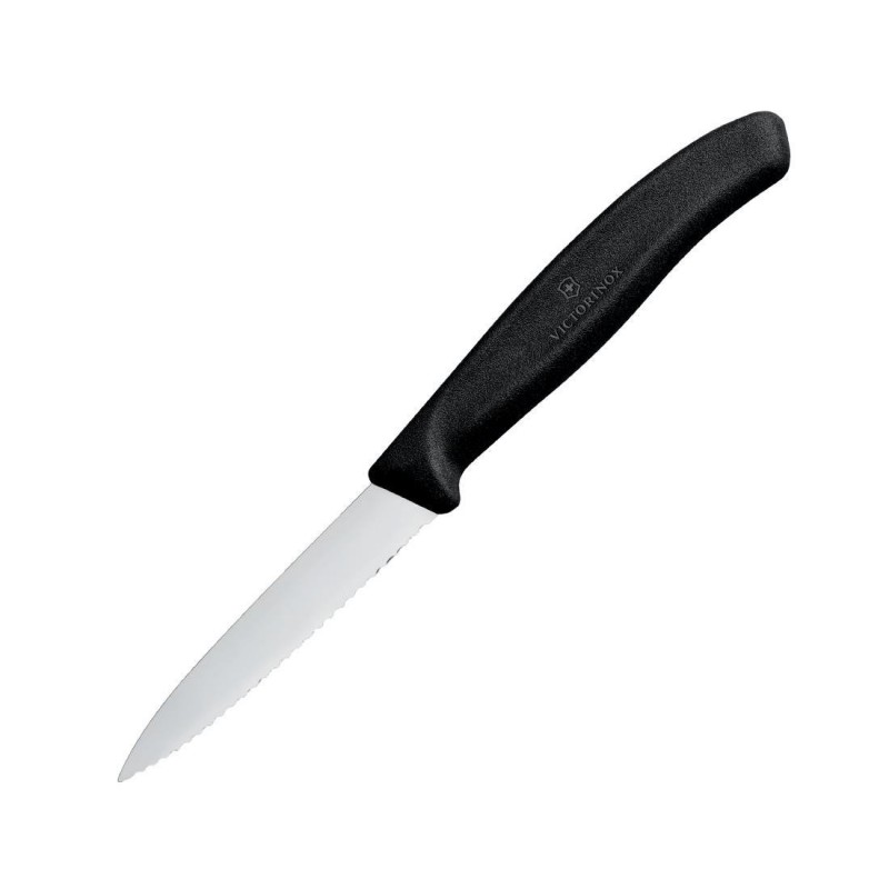 Couteau d'office denté pointu Victorinox 8cm noir CX746 Victorinox Couteau d'office denté pointu Victorinox 8cm noir CX746 Victorinox