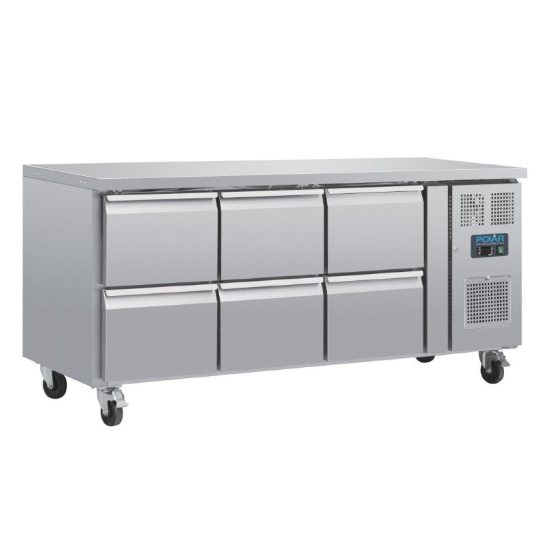 Table réfrigérée GN 1/1 ventilée 6 tiroirs Polar Série U DA548 Polar Table réfrigérée GN 1/1 ventilée 6 tiroirs Polar Série U DA548 Polar