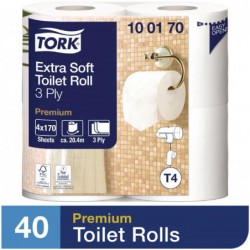 Papier toilette rouleau traditionnel extra doux Tork 3 plis  (Lot de 40) DB467 Tork