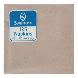 Serviettes déjeuner kraft recyclées 400mm 2 plis pliage 1/4 (lot de 2000) DB483 Swantex