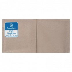 Serviettes cocktail kraft recyclées 250mm 2 plis pliage 1/4 (lot de 2000) DB485 Swantex