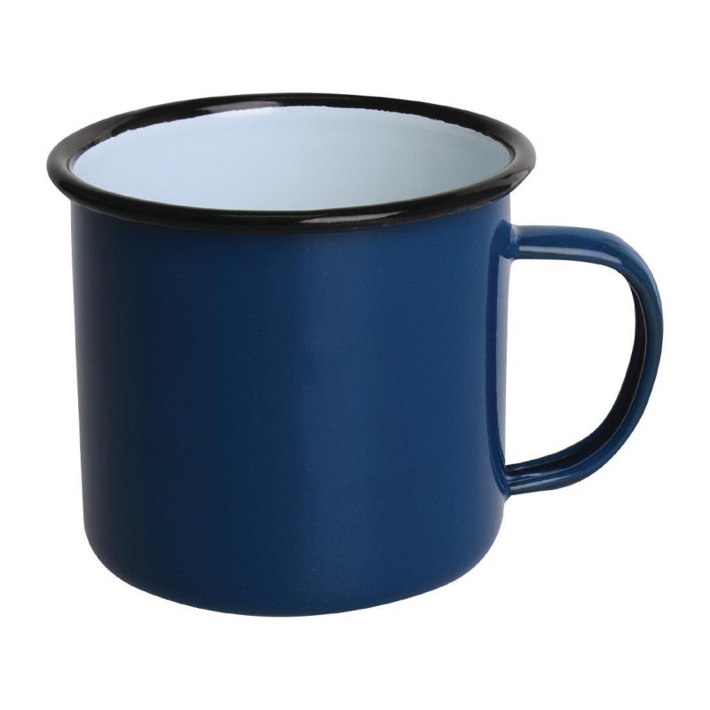 Mugs en acier émaillé bleu et noir Olympia 350ml DC394 Olympia Mugs en acier émaillé bleu et noir Olympia 350ml DC394 Olympia