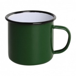 Mugs en acier émaillé vert et noir Olympia 350ml DC396 Olympia