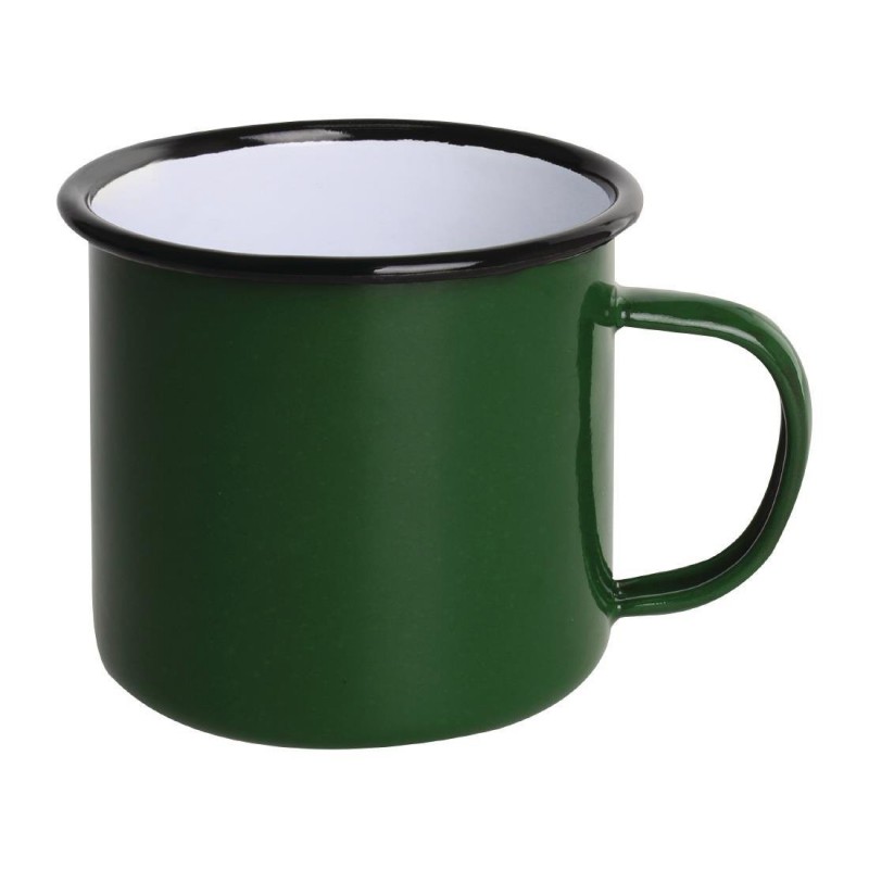 Mugs en acier émaillé vert et noir Olympia 350ml DC396 Olympia Mugs en acier émaillé vert et noir Olympia 350ml DC396 Olympia
