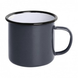 Mugs en acier émaillé gris et noir Olympia 350ml DC397 Olympia