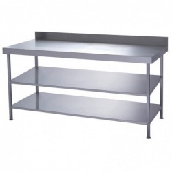 Table murale inox entièrement soudée avec 2 étagères inférieures Parry 1200x600mm DC610 Parry