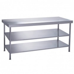 Table centrale inox entièrement soudée avec 2 étagères inférieures Parry 1200x600mm DC611 Parry